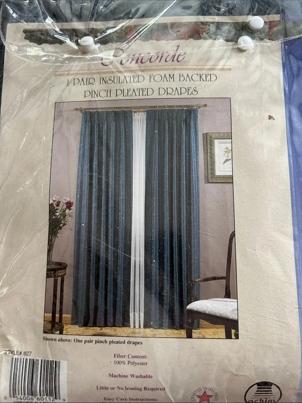 Insulated Foam-Backed Pinch Pleat Drapes in Blue